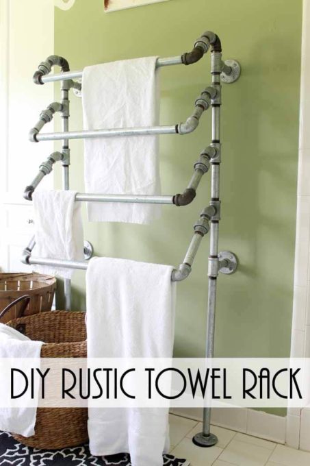 DIY Rustic Towel Rack from Galvanized Pipes