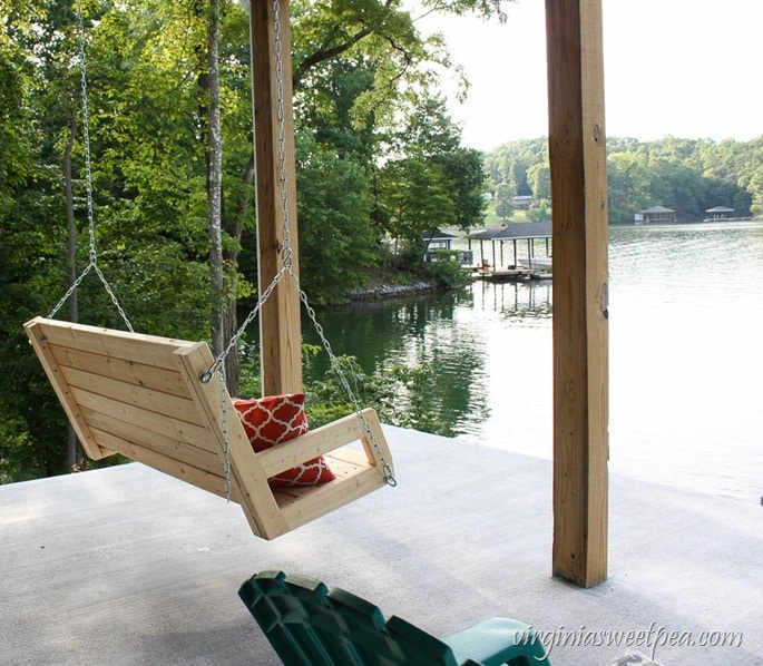 DIY 2x4 Porch Swing - Learn how to make a porch swing using just eight 2x4 pieces of lumber. Get the full tutorial at virginiasweetpea.com.