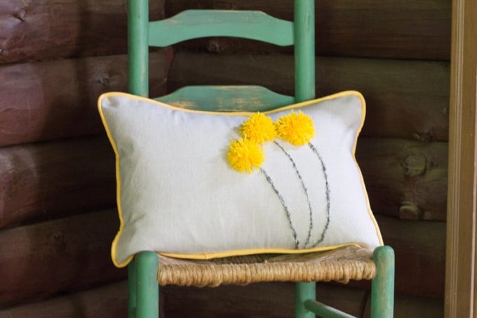 Drop Cloth Pom Pom Pillow