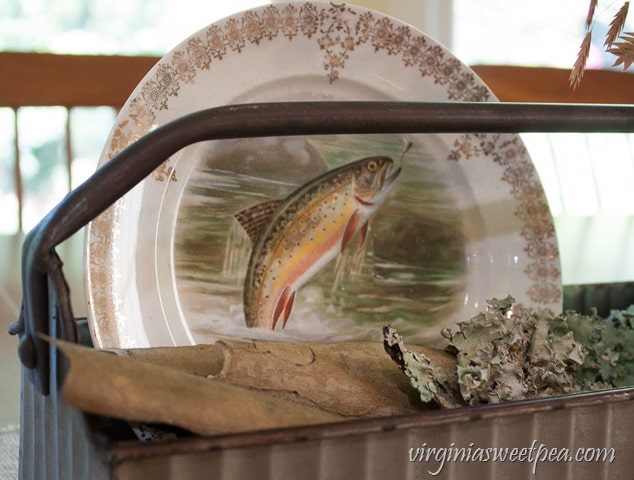 Antique Fish Plate Styled in a Farmhouse Style Metal Tool Caddy - virginiasweetpea.com