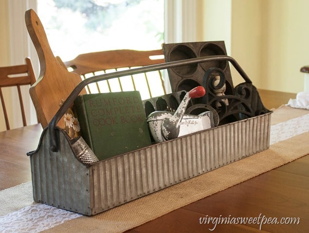 Farmhouse Style Metal Tool Caddies Styled Two Ways - This caddy comes in a large and small size and is perfect for decor in any room of your home. virginiasweetpea.com