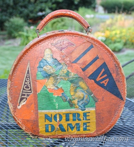 Vintage Travel Case with College Pendant Stickers from the 1930's - virginiasweetpea.com