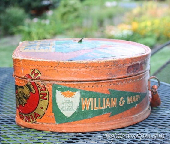 Vintage Travel Case with College Pendant Stickers from the 1930's - virginiasweetpea.com