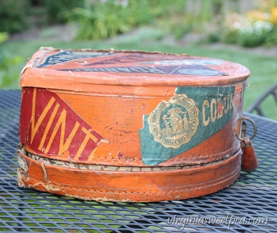 Vintage Travel Case with College Pendant Stickers from the 1930's - virginiasweetpea.com