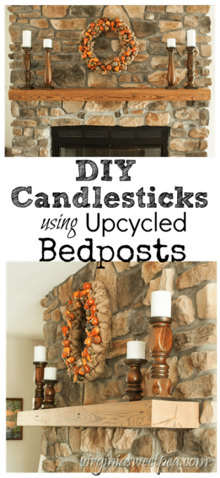 DIY Candlesticks using Upcycled Bedposts - Bedposts from a trash pile were upcycled into candle holders. virginiasweetpea.com