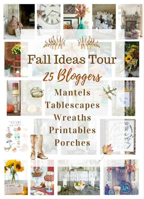 Fall Ideas Tour - 25 Bloggers Share Ideas for Decorating Your Home for Fall - Get ideas for mantels, tablescapes, wreaths, and porches and also get free fall printables.