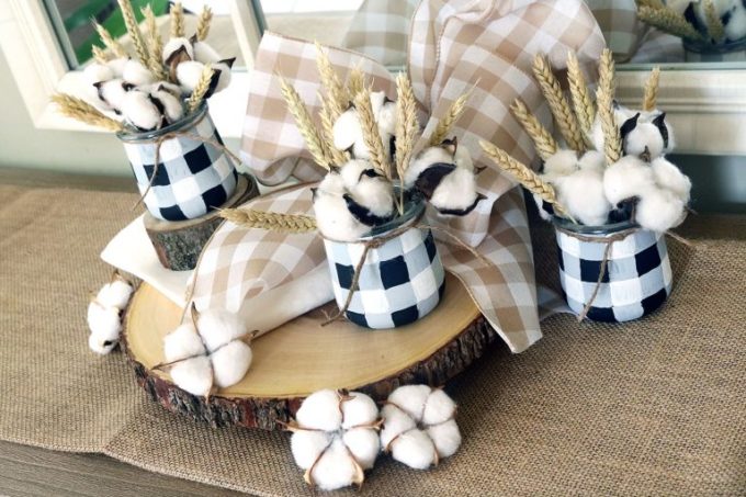 Use Oui Yogurt Jars to Make Plaid Jars for Fall