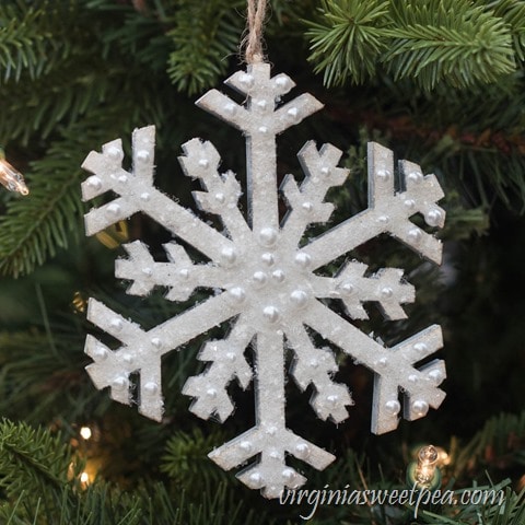 Sparkling Snowflake Christmas Ornament - Learn how to embellish a craft store snowflake for your tree or Christmas decor. virginiasweetpea.com