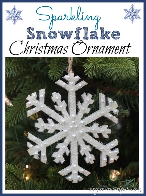 Sparkling Snowflake Christmas Ornament - Learn how to embellish a craft store snowflake for your tree or Christmas decor. virginiasweetpea.com