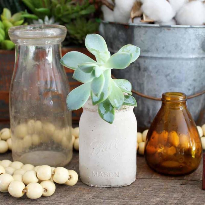 Concrete Mason Jar Planters