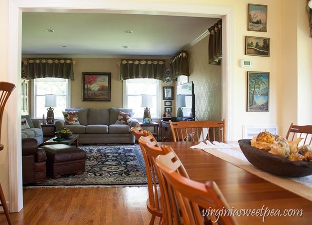 Family Room Decorated for Fall