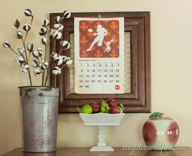 Fall Decor Featuring a 1968 Coca-Cola Calendar