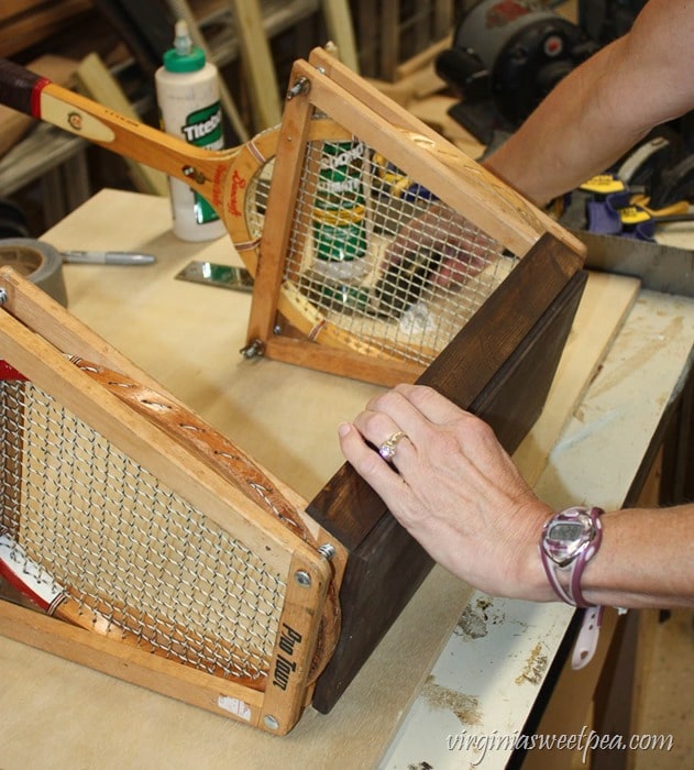 Step-by-Step Tutorial for Making a Basket Using Two Vintage Tennis Rackets - virginiasweetpea.com