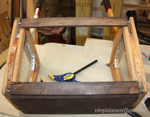 Step-by-Step Tutorial for Making a Basket Using Two Vintage Tennis Rackets - virginiasweetpea.com