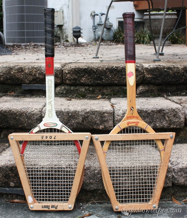 Step-by-Step Tutorial for Making a Basket Using Two Vintage Tennis Rackets - virginiasweetpea.com