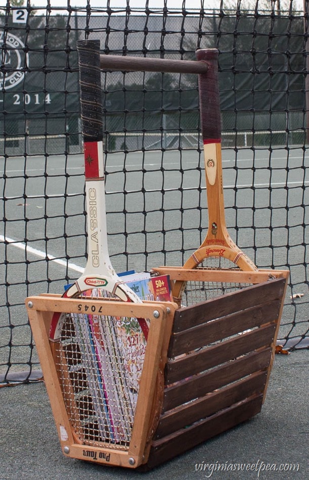 Vintage Tennis Racket Basket - Make a basket using two vintage tennis rackets. Get the step-by-step tutorial. virginiasweetpea.com