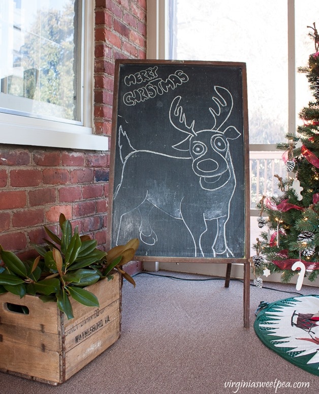 Vintage Reindeer Chalk Art and an Early Dawn Dairy Crate from Waynesboro, VA-virginiasweetpea.com