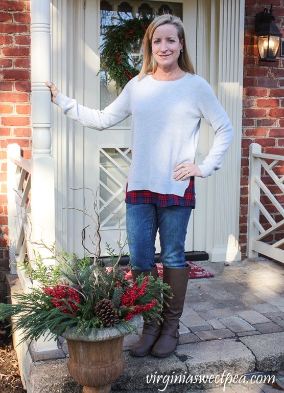 Stitch Fix Review - December 2017 - Noe Heights Maggiano Plaid Underlay Sweater - virginiasweetpea.com
