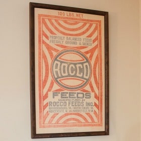 Framed Vintage Rocco Feed Sack - virginiasweetpea.com