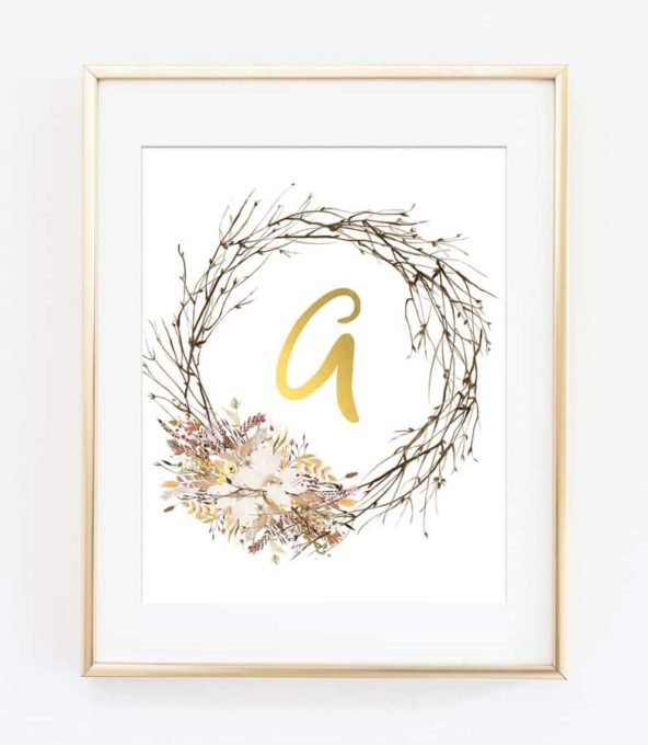 Woodland Initial Printable Art