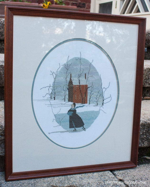 P Buckley Moss Solitary Skater Cross Stitch - virginiasweetpea.com