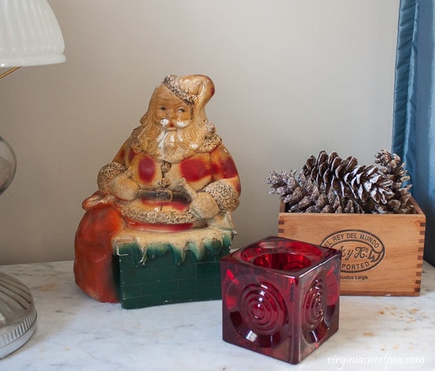 Christmas Vignette with a Vintage Santa Bank - virginiasweetpea.com