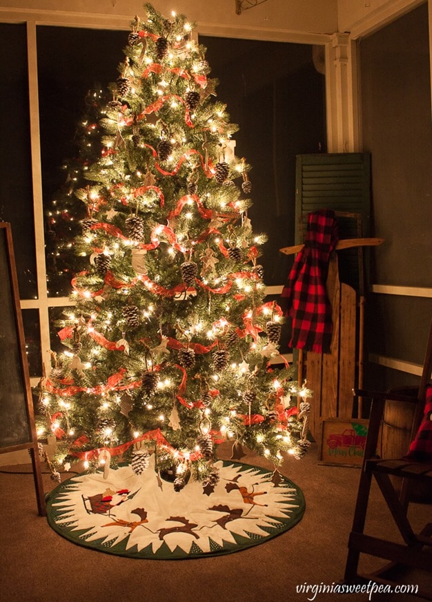 Christmas on the Porch - A porch decorated for Christmas with Vintage Style. virginiasweetpea.com