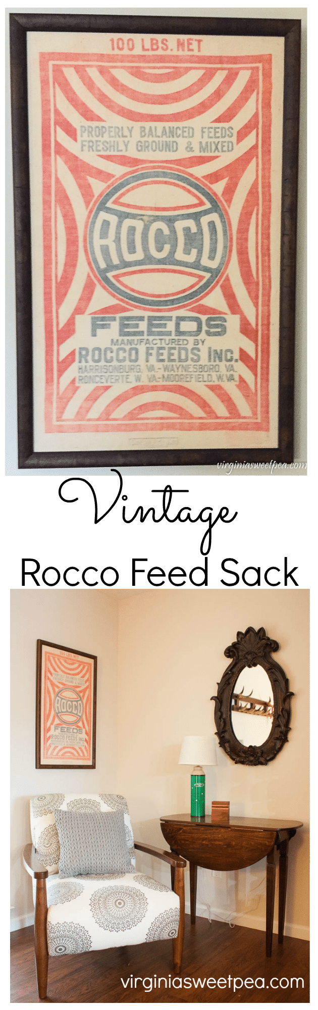 Vintage Rocco Feed Sack from Waynesboro, Virginia - virginiasweetpea.com