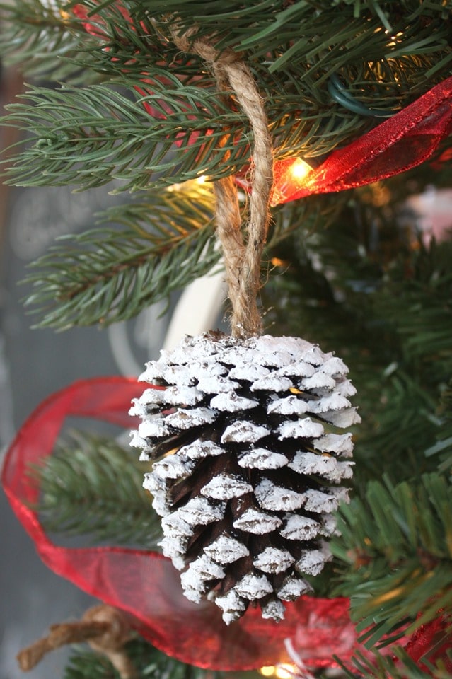 Easy Pine Cone Christmas Ornament - Get the tutorial to make this ornament for your tree. virginiasweetpea.com