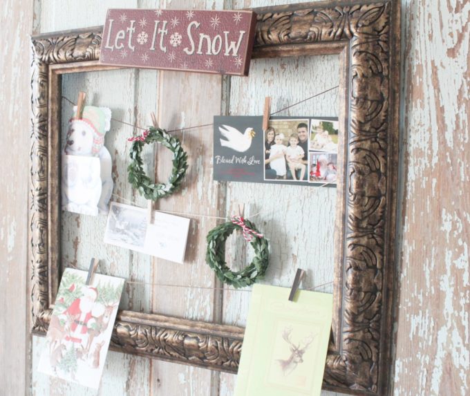 How to Make a DIY Christmas Card Holder using a Frame