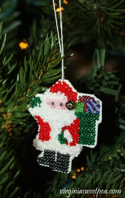 Handmade Beaded Santa Ornament - virginiasweetpea.com