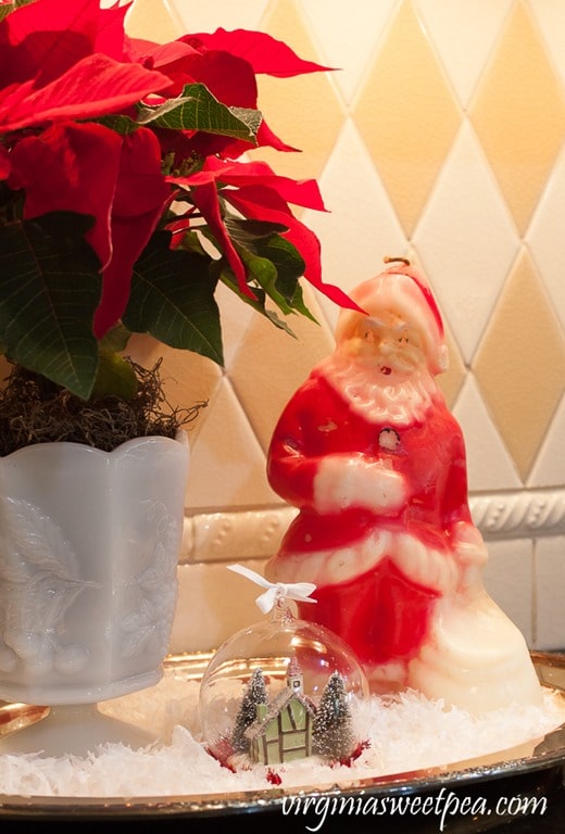 Vintage Santa Candle - See a kitchen decorated for Christmas with vintage finds. virginiasweetpea.com