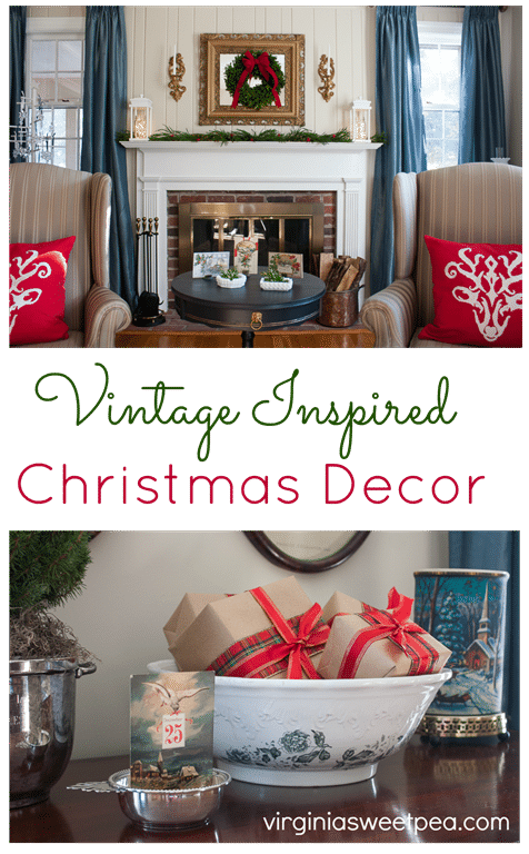 Christmas in the Living Room - This home is decorated for Christmas using mostly vintage items. virginiasweetpea.com