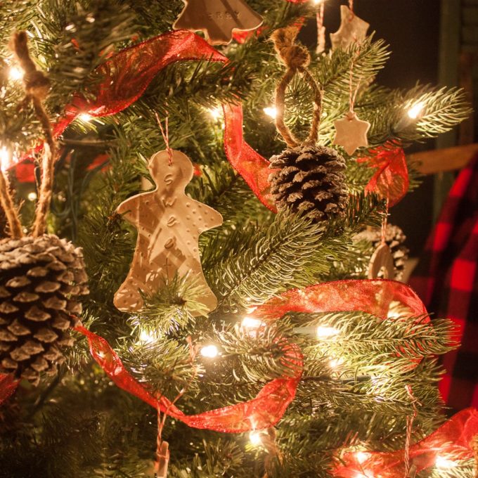 Christmas Tree Decorated with Handmade Ornaments