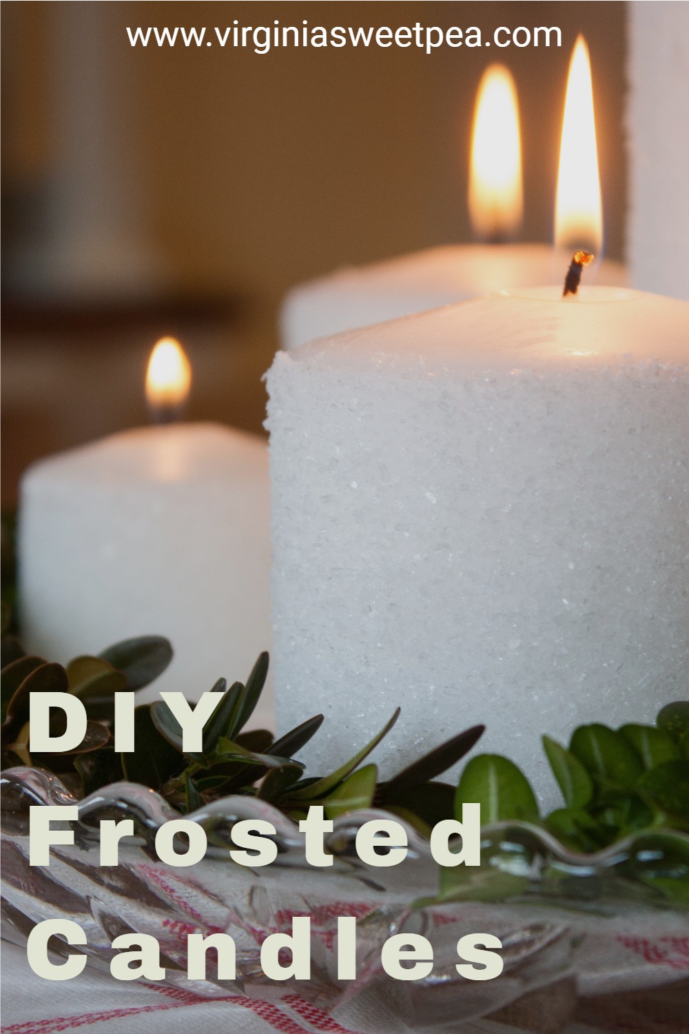 Candles rolled in Mod Podge and then Epsom salt