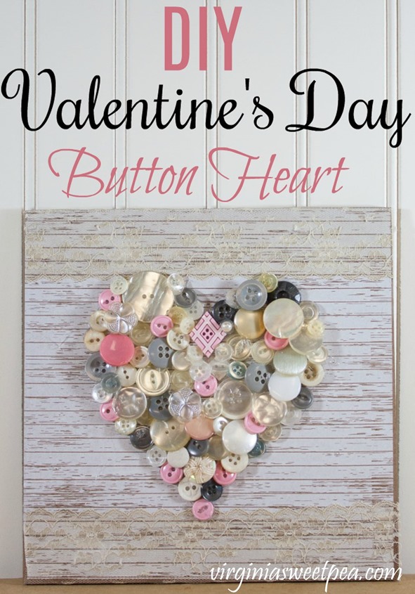 Make a cute heart to display for Valentine's Day and beyond using buttons. This is an easy craft that would be fun to complete with girlfriends or with a child. #buttoncraft #valentinecraft #valentine'sdaycraf #buttonart #buttoncraft 