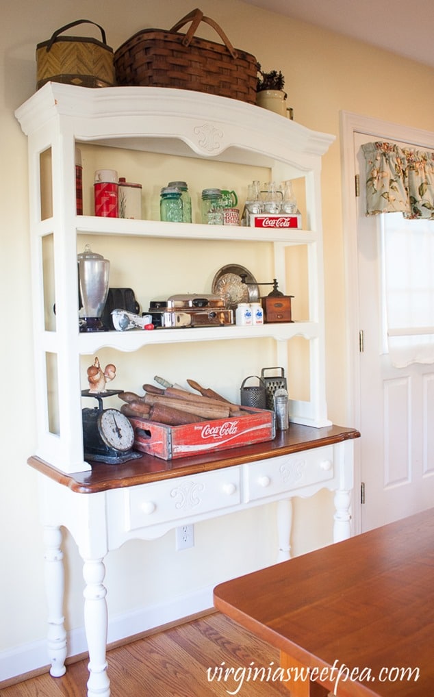 Farmhouse Hutch Styled with Vintage - virginiasweetpea.com