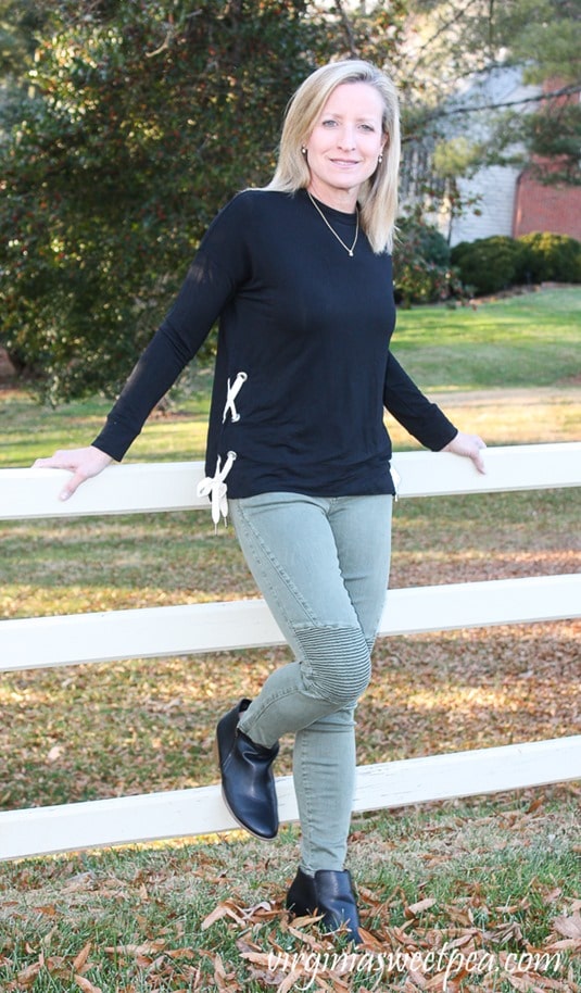 Stitch Fix Review - January 2018 - Essential Kameryn Lace Up Side Pullover - virginiasweetpea.com