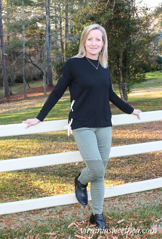 Audrey moto sales detail skinny pant