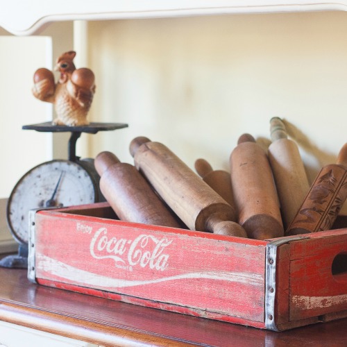 Kitchen Hutch with Vintage Farmhouse Decor