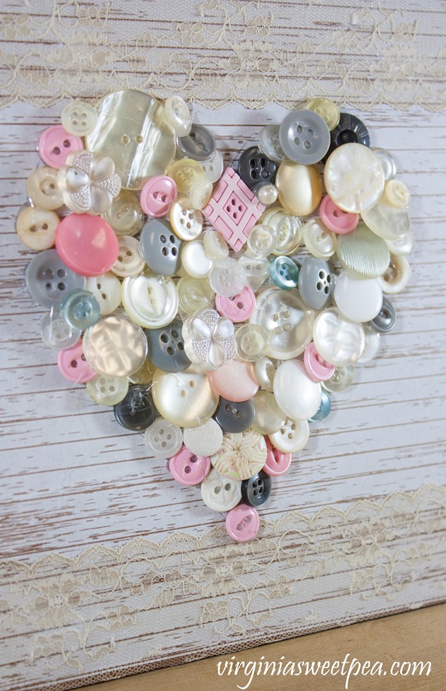 Valentine wreath made of buttons