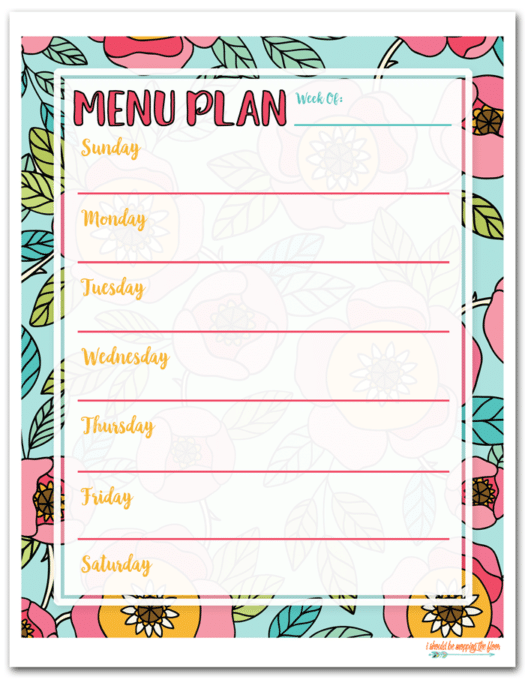 Free Printable Menu Planner