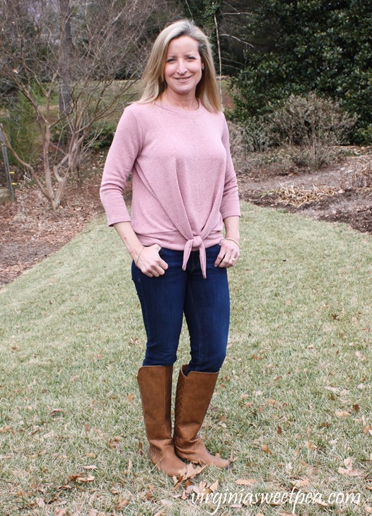 stitch-fix-reviewStitch Fix Review for February 2018 - Kaileigh Francine Tie Front Knit Top - virginiasweetpea.com