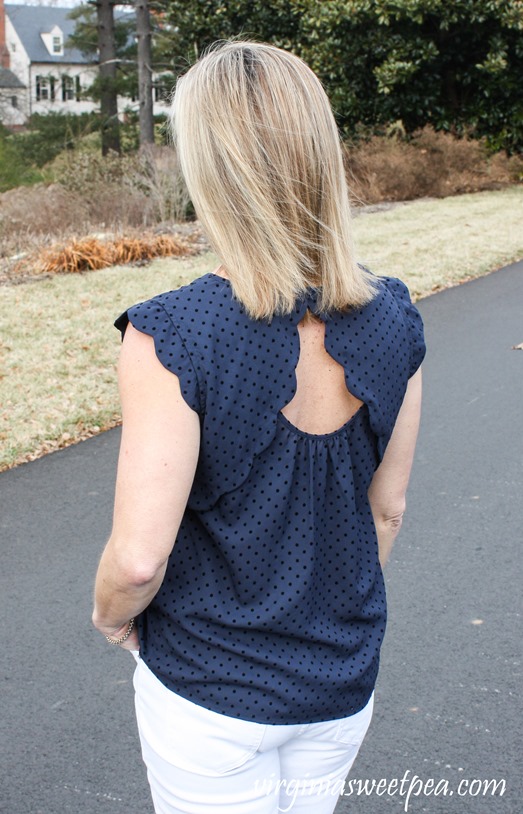 Stitch Fix Review for February 2018 - Truly Poppy Gina Scalloped Sleeve Blouse - virginiasweetepea.com