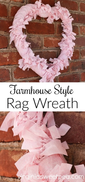 Farmhouse Style Rag Wreath - Tutorial shares how to make this.