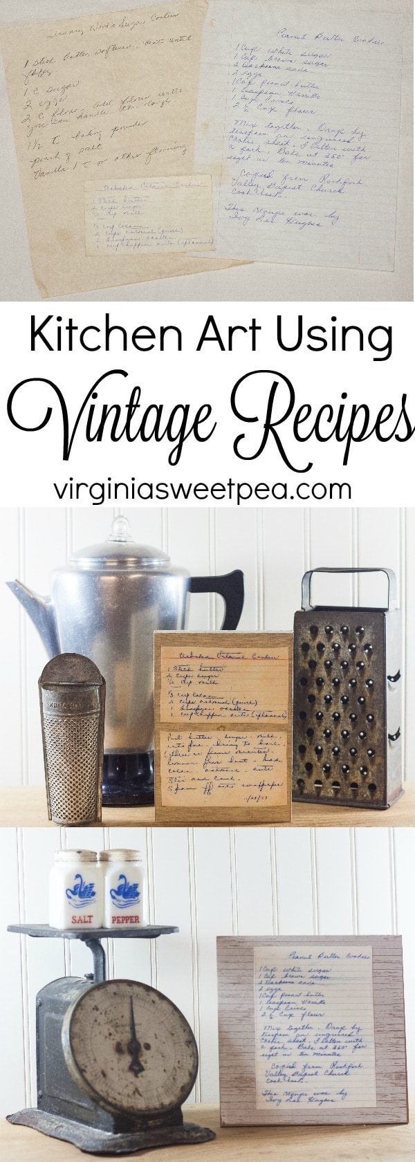 Use Vintage Recipes to Create Art for Your Kitchen - Preserve memories with this easy craft. virginiasweetpea.com