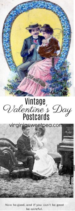 A collection of vintage Valentine's Day postcards and romantic postcards.