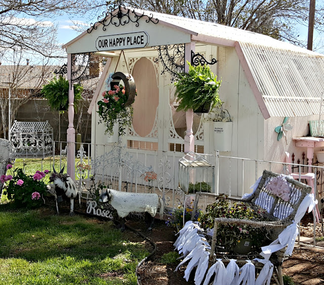 Backyard Oasis - A greenhouse turned she-shed decorated for spring - Best of the Weekend Feature for March 30, 2018