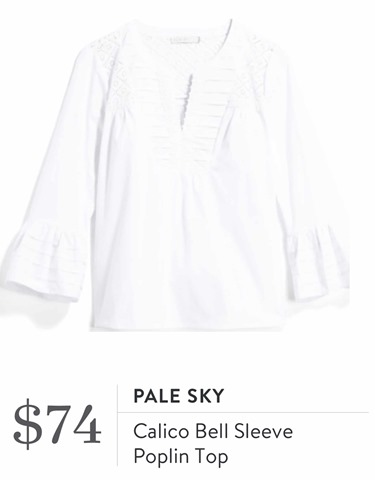 Stitch Fix Review for April 2018-Pale Sky Calico Bell Sleeve Poplin Top