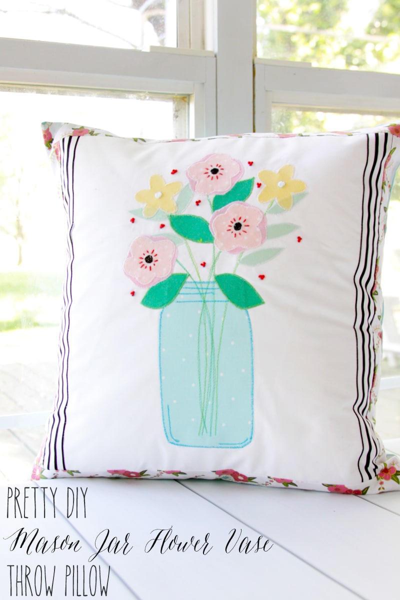 DIY Mason Jar Flower Vase Pillow - Best of the Weekend Feature for April 20, 2018